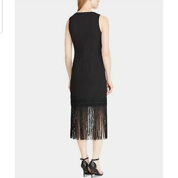 Lauren Ralph Lauren black sleeveless fringe dress - Picture 3 of 7